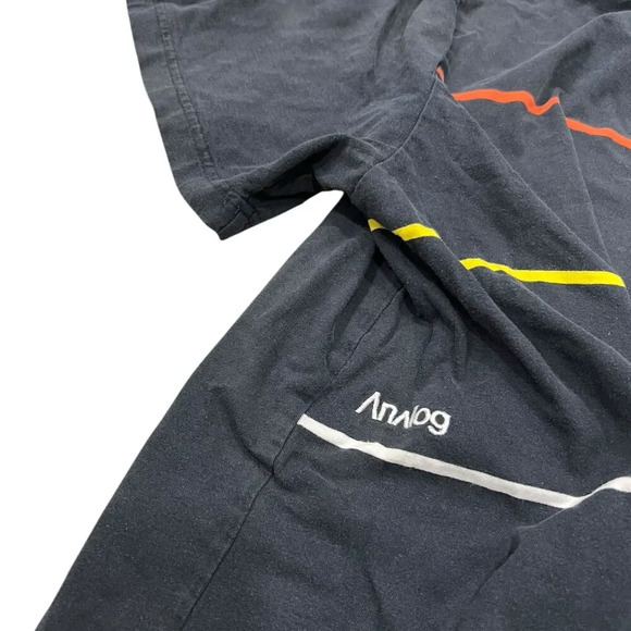 Analog Washed Black Striped Henley T-shirt L - Picture 2 of 5